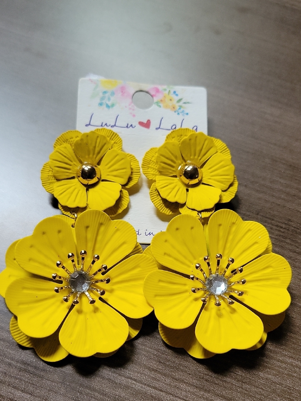Yellow Flower Drop Earrings